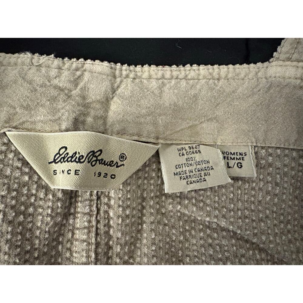 Eddie Bauer Corduroy Bib Dress 100% Cotton L Side Pockets Minimalist Simple - Picture 5 of 9